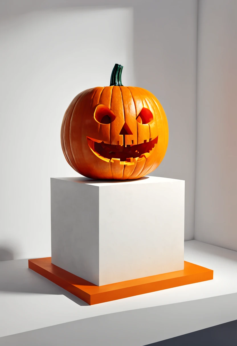 carved out of a pumpkin by Malevich, clean lines, ambient light, octane render, (best quality, masterpiece, Representative work, official art, Professional, 8k)