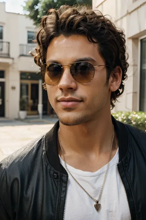 photorealistic mixed guy curly air sunglasses