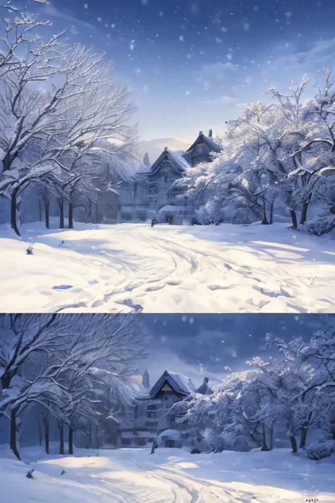 "(best quality,4k,8k,highres,masterpiece:1.2),ultra-detailed,realistic, snowy environment, beautiful anime scenes, detailed snowflakes, peaceful anime scenes, atmospheric anime background, (Yuki), anime movie screenshots, anime landscape, 2012 anime screen...