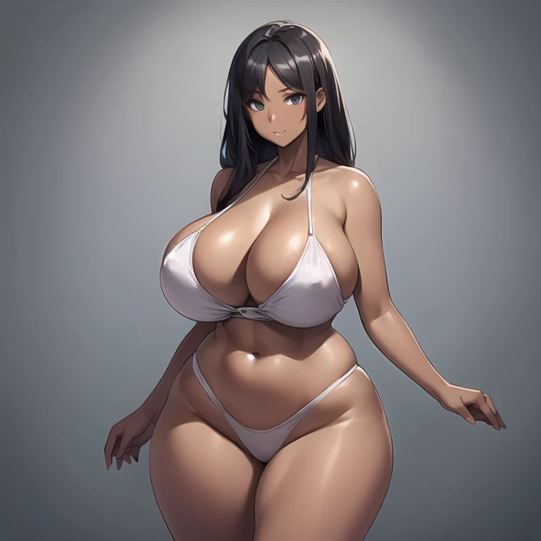 masterpiece, best quality, 1girl, solo, dark skin, dark-skinned female, huge breasts, narrow waist, wide hips, curvy