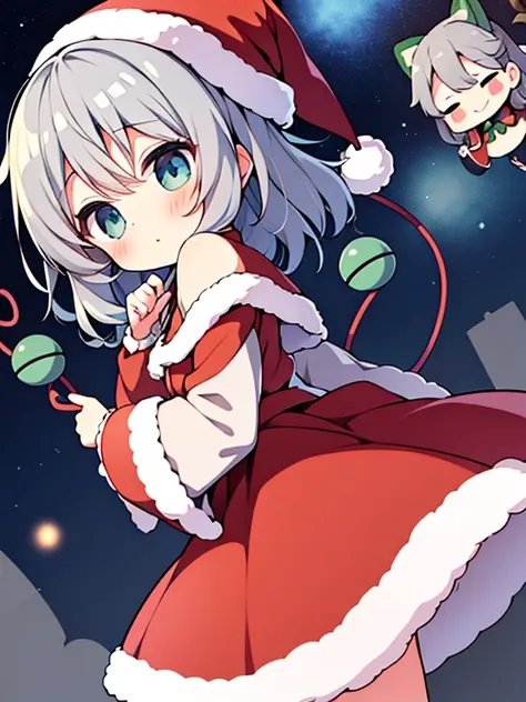 best quality、Komeiji Koishi(Gray hair)、cute、Loli、santa costume