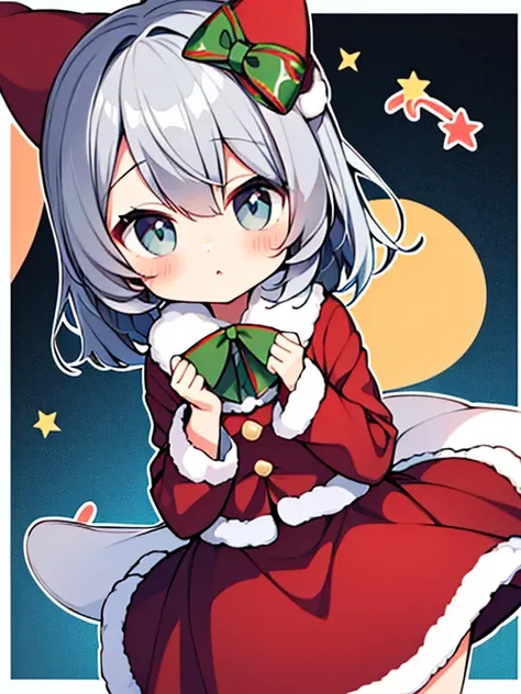 best quality、Komeiji Koishi(Gray hair)、cute、Loli、santa costume