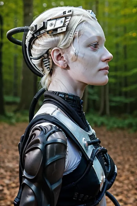 borg woman sks woman, (electrical cable:1.4), 

(Natural:1.2) (pale white:1.1) (skin:1.3) [(with:.01) (beauty_marks:.01):6], 
[bald::6], 
 [long:6] [light blonde hair:6], [(blue eye:.3):4], [albino Nordic:6], 
(medium shot:1.4), side view, sexy (cyborg:.2)...