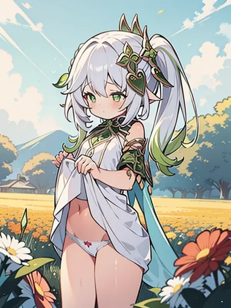 Light_spill,full bloom,strong rimlight,lenlare,Detailed light,Depth of field,on a grassy field,hilltop,breeze,beautiful detailed glow,Beautiful detailed sky,Sea,Looking_at_Viewers,((Wet clothes)),Panties,finedetail,Best quality,Ultra detailed,incredibly_ab...