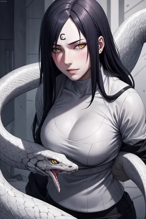 {-erro_de_anatomia:1.0} estilo anime, masterpiece, absurdities, orochimaru\(naruto\), 1girl solo, mature woman, oversized shirt ...