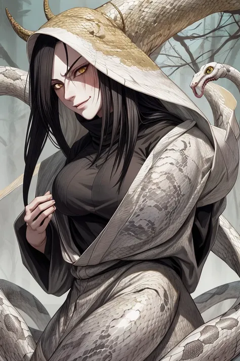 {-erro_de_anatomia:1.0} estilo anime, masterpiece, absurdities, orochimaru\(naruto\), 1girl solo, mature woman, oversized shirt ...