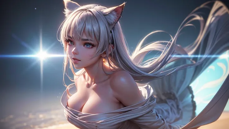 (Cinematic footage, full medium closeup, gorgeous 18-year-old kemonomimi woman soft pale skin, cute and youthful face, well-defined eyebrows, delicate nose, ultra-detailed: 1.1, photo-realistic: 1.4, depth of field, cinematic lighting, IMAX camera, HDR, DT...