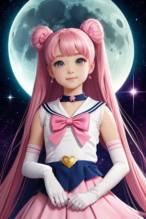 nude、 Extreme Real, masterpiece, highest quality, High resolution, SAMA1, space, stunning beauty, upper body photo、1 little girl、brain out、gloves、lips、solo、Sailor Chibimoon、Chibiusa,red eyes、 uniform、See more1、Tierra、Sailor Senshi uniform、(Raw photo、highes...