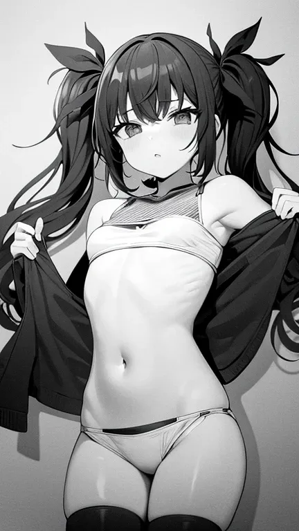 Navel exposed clothes twintails