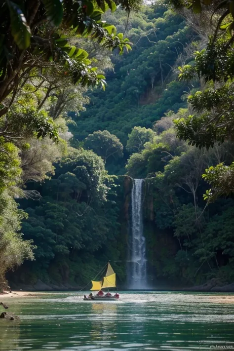 "Imortalize a riqueza da biodiversidade da selva porto-riquenha em uma imagem visualmente deslumbrante. in a lush setting, portray the harmonious dance of unique creatures like the puertorriqueña cotorra, gliding between the trees with their vibrant feathe...