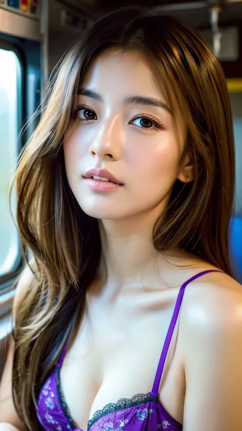 (((muste piece,It&#39;s photorealistic))), (((8K,best quality: 1.4))), ((super detail: 1.4)) , Beautiful woman,Japanese,25 years old,inside the train,Ultra-detailed facial features, expressive face, detailed texture, Natural Skin Shader, Full body,ultra hi...