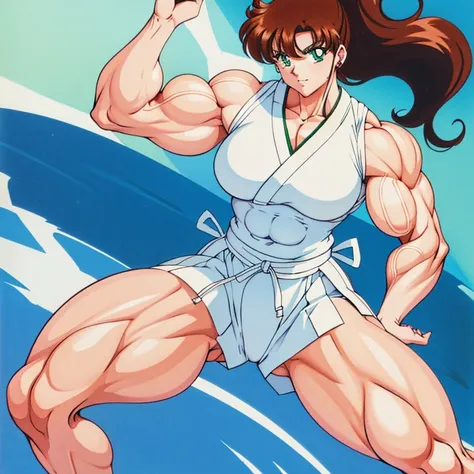 makoto beim karate, makoto wears a karate gi barefoot, muscular physique, makoto macht bodybuilding,huge muscular biceps, breite...