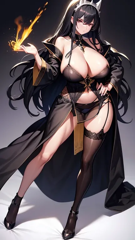 （（（Married woman、big breasts、black long hair、black eye、big breasts、nipple、Sorcerers Wand、Sorcerers robe、jet black bridal dress、jet black veil、spell book、black thin inner、black panties、garter belt、Black cloak、Foot stumbling、apron、black collar and chain、blac...