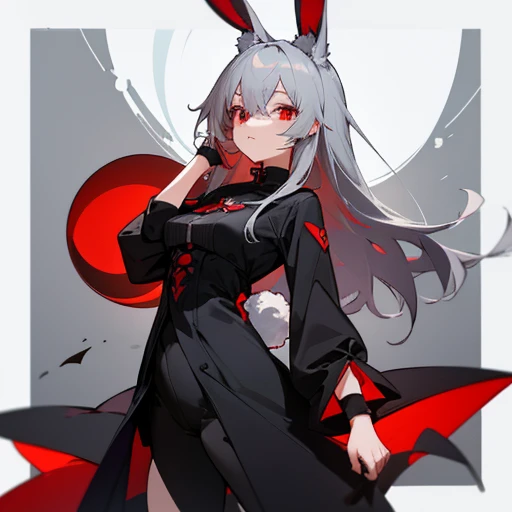 anime, girl, gray hair, rabbit ears, Black Witch Costume, red eyes
anime, girl, gray hair, 白いrabbit ears, Black costume, red eyes