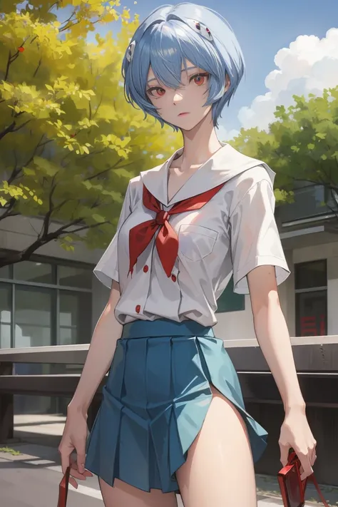 reiayanami, rei ayanami,naked体,nipple,full nude,All nude,whole body,Tattered school uniform,spread your legs and expose your crotch, blue hair, short hair, (red eyes:1.5),small breasts,small breasts,underwear exposed,
Torn school uniform, short sleeve, sho...