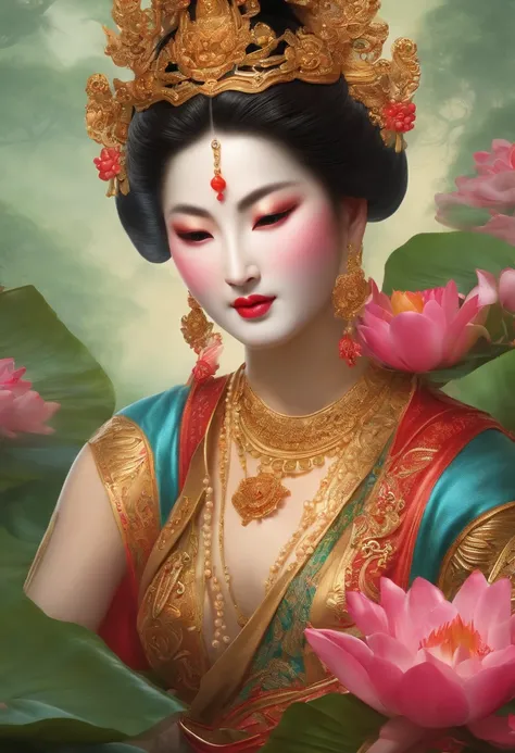 Guanyin Bodhisattva in gorgeous clothes 