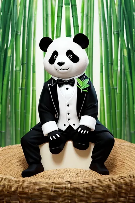 panda、tuxedo、Muscle、bamboo grass、