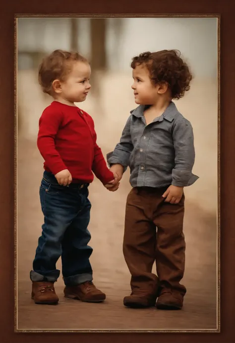 Image of a 3 year old boy with his father for a story in ideo in Pix format, boy with curly hair, brown eye, a spot on his left cheek