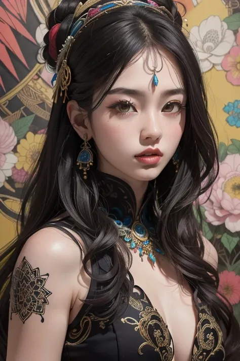 official art, wallpaper, Super detailed, (((very detailed目と顔))), close your mouth, masterpiece, highest quality, realistic portrait, (Zentangle, mandala, tangle, Entangle), Complex clothing, very detailed, dynamic angle, the most beautiful form of chaos, e...