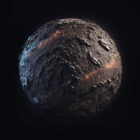 Generate new planets based on this image. Preserve the style. Ultra High quality metal-rocky textures, all black background, try to use the same texture from the sample, but randomized