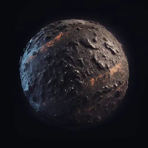 Generate new planets based on this image. Preserve the style. Ultra High quality metal-rocky textures, all black background, try to use the same texture from the sample, but randomized