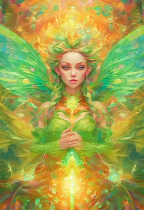 Elf portrait, transparent big wings, pointed ears, cute elf girl, light green crystal costume, crystal theme, ethereal atmosphere, science fiction art, fantasy movie, lighting effect masterpiece、Quality content very detailed beautiful artwork fantasy art b...