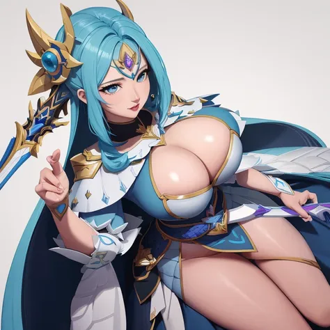 um close up de uma mulher com uma espada em um jogo,  Arte de mobile legends inicial, Karina mobile legends, arte inicial, azar arcano, Karina de mobile legends, Karina, elfa, cabelo azul, roupa roxa e escuro.