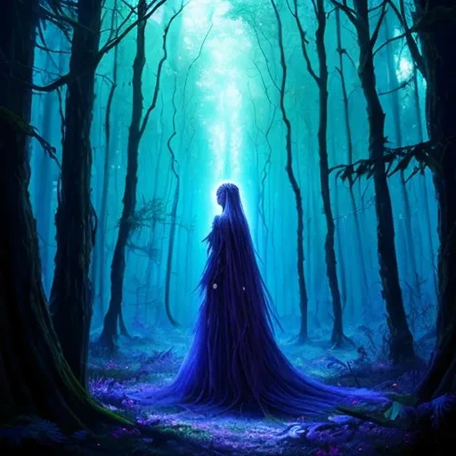 a person standing in a dark forest with a giant tree, floresta escura se aproxima, dark arte de terror de fantasia, a sinister fantasy illustration, arte sombria surreal, mulher em uma floresta escura, arte de terror de fantasia, arte escura de fantasia, d...