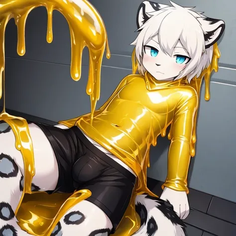 Golden Slime Snow Leopard，Wearing black boxers