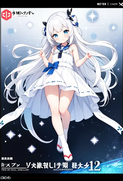 anime girl with long white hair and blue eyes in a white dress, azur lane style, from the azur lane videogame, light novel cover art, anime visual of a cute girl, kantai collection style, splash art anime loli, anime wallaper, konpeki no kantai, white hair...