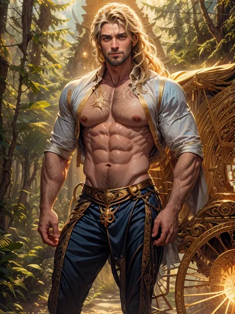 um retrato de(( um homem )) com barba, ((pernas musculosas)), ((peitoral forte e largo))in high definition, em 8K de ((um homem)) de 18 anos, (( Homem)), Deus do Mar, Deus do Oceano, Luthien, arte de deus, Deus da mitologia grega, Deus da Lua, Deus do amor...