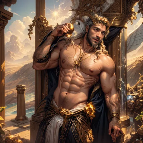 um retrato de(( um homem )) com barba, ((pernas musculosas)), ((peitoral forte e largo))in high definition, em 8K de ((um homem)) de 18 anos, (( Homem)), Deus do Mar, Deus do Oceano, Luthien, arte de deus, Deus da mitologia grega, Deus da Lua, Deus do amor...