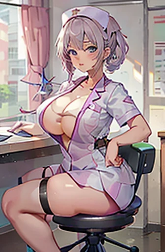 nurse uniform,hospital, latex nurse suit,nurses,busty,elbow gloves,labcoat,blondehair woman,blue eyes , gigantic boobs ,medical instruments,asian nurse,two nurses,speculum,examination room,oversize boobs, ,big ass ,strap on, lay on table ,legs spreaded,giv...