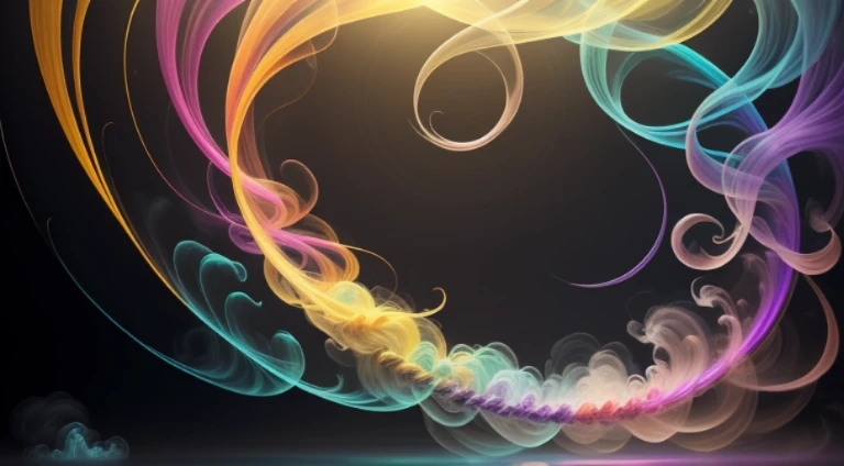 Moving abstract artwork. Un primer plano de un gorgeous smoke se vierte sobre un fondo,remolinos de  burbujas tornasoladas llenas de gorgeous smoke, flowing colored smoke, gorgeous smoke, multicolored smoke, colored smoke, brightly colored smoke, acid smok...