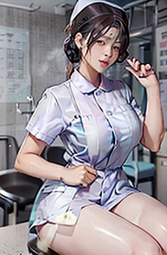 nurse uniform,hospital, latex nurse suit,nurses,busty,elbow gloves,labcoat,blondehair woman,blue eyes , gigantic boobs ,medical instruments,asian nurse,two nurses,speculum,examination room,oversize boobs, ,big ass ,strap on, lay on table ,legs spreaded,giv...