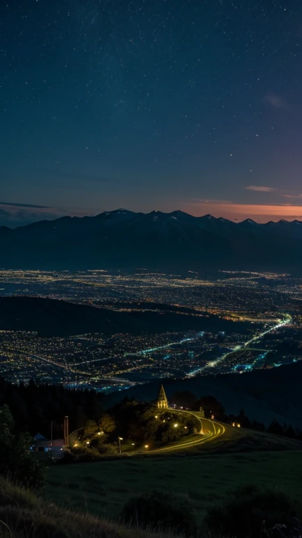 A hill with a night view