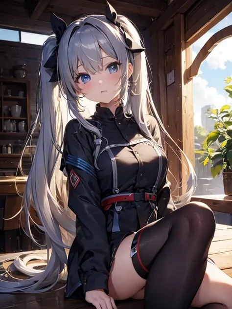 masterpiece, highest quality, beautiful, High resolution, perfect anatomy, highest quality、 8K、 odd eye, gray hair, long hair,twin tails、 beautiful女の子、 beautiful髪、 beautiful目beautiful肌、beautiful合法的な腕、perfect fingers、 very cute、 very cute、I have a tool、ridi...