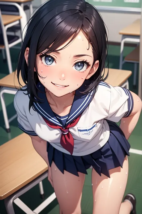 Photorealistic:1.5), (​masterpiece、Highly detailed 8K CG、Sharp lines)、hi-school girl、A dark-haired、(White panties:1.2)、thighs thighs thighs thighs、Beautiful anime schoolgirl、Smooth Anime CG Art、Beautiful anime schoolgirl、Beautiful anime girl, 19-year-old b...