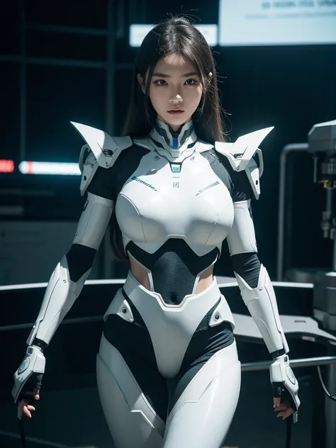 The surface is textured., Super details, Highly detailed, High quality, best quality, high resolution, 1080p, hard disk, beautiful,ผู้หญิงไซบอร์กที่beautifulงาม,Mecha Cyborg Girl,Battle Mode,A girl whose body is like a machine,She wears a battle robot outf...