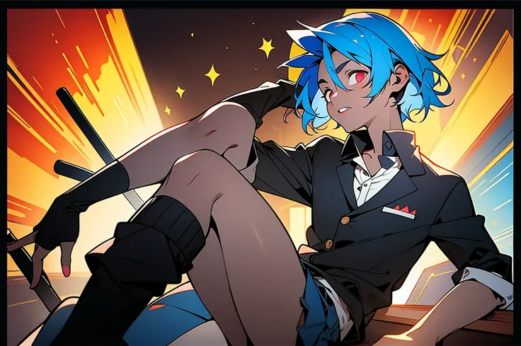 1 guy,One,(whole body:1.1),
school uniform,black hip-high shelf:1.2),
(Highest image quality),Colorful,(masterpiece:1.5),ultra high resolution,Best quality,extremely detailed wallpaper,(complex part),detailed light, light-blue hair, zombie