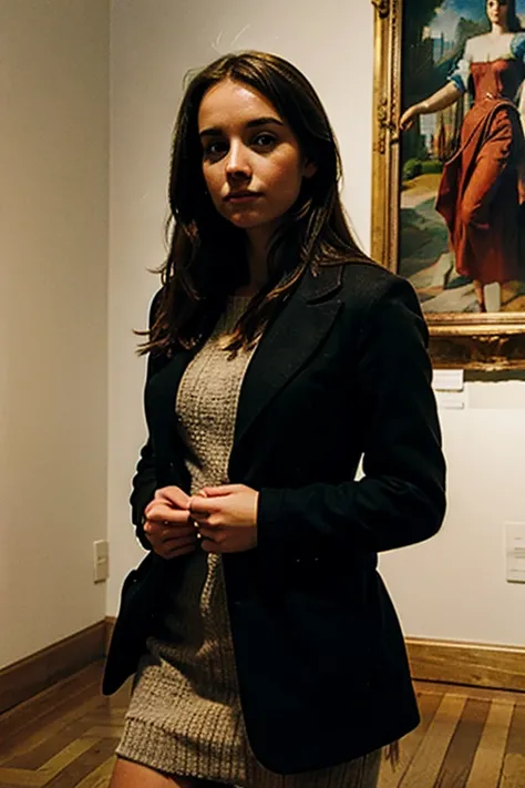 Tara Stuart, 21 years old, at an art museum looking at the camera    