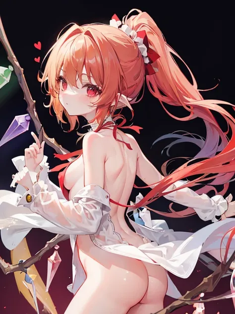 best quality、Flandre Scarlet(blonde)One ponytail、cute、Completely naked、The whole body is