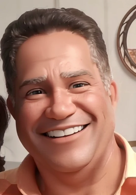 Homem de pele marrom, cabelos e olhos pretos, sorrindo.