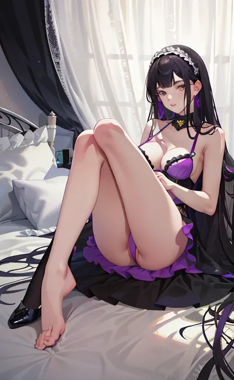 (best quality:1.2, vivid colors:1.1), ultra-detailed, portrait, lingerie, beautiful detailed underwear, spread legs, knees down