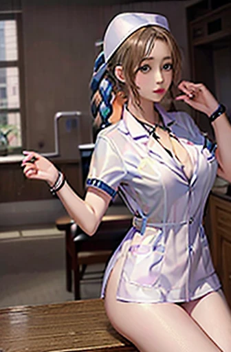 nurse uniform,hospital, latex nurse suit,nurses,busty,elbow gloves,labcoat,blondehair woman,blue eyes , gigantic boobs ,medical instruments,asian nurse,two nurses,speculum,examination room,oversize boobs, ,big ass ,strap on, lay on table ,legs spreaded,giv...