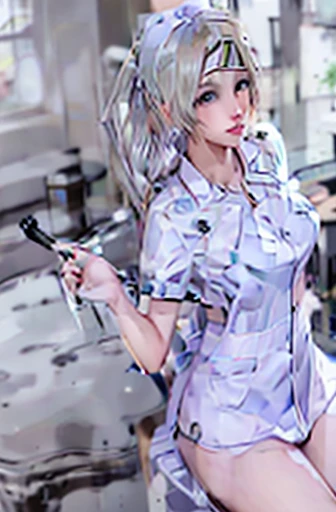 nurse uniform,hospital, latex nurse suit,nurses,busty,elbow gloves,labcoat,blondehair woman,blue eyes , gigantic boobs ,medical instruments,asian nurse,two nurses,speculum,examination room,oversize boobs, ,big ass ,strap on, lay on table ,legs spreaded,giv...