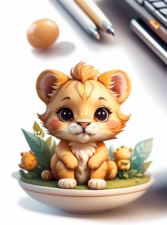 "a cute lion inspired by Lora (weighted at 0.9)", Clipart, white background