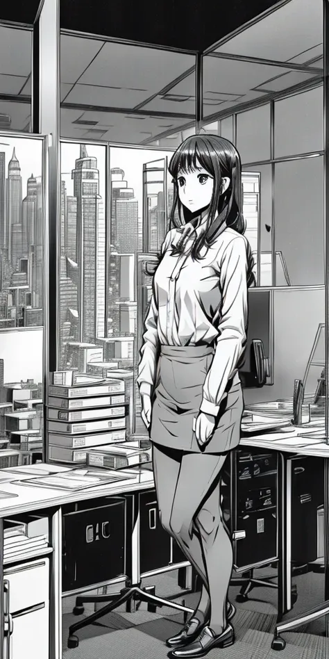 comic, 1girl,full body,office