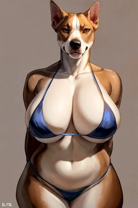 (best quality,4k,8k,highres,masterpiece:1.2),ultra-detailed,(realistic,photorealistic,photo-realistic:1.37),solo,furry,anthro,Pitbull,female,beautiful detailed eyes,beautiful detailed lips,extremely detailed eyes and face,longeyelashes,wearing bikini,stand...