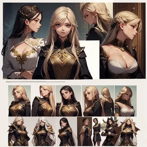 ((masterpiece, highest quality)), detailed face, character design sheet， full body esbian, Full of details, Multiple poses and expressions, very detailed, depth, There are many women in the arts，fantasy style，very beautiful，High Balance, Natural light, rac...